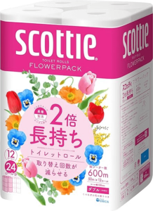 スコッティ トイレットペーパー フラワーパック 2倍長持ち 12ロール(ダブル)×4パック(48ロール)